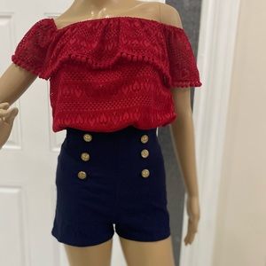 High waisted navy sailor shorts